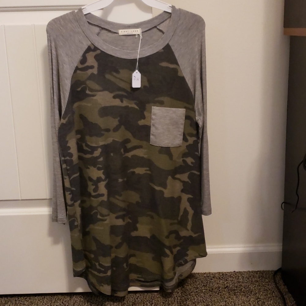 Camo 3/4 Baseball Top